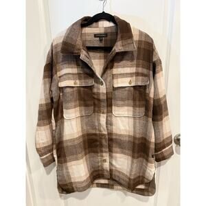 Banana Republic Ladies Brown Brushed Flannel Shirt Jacket Size Medium Pockets